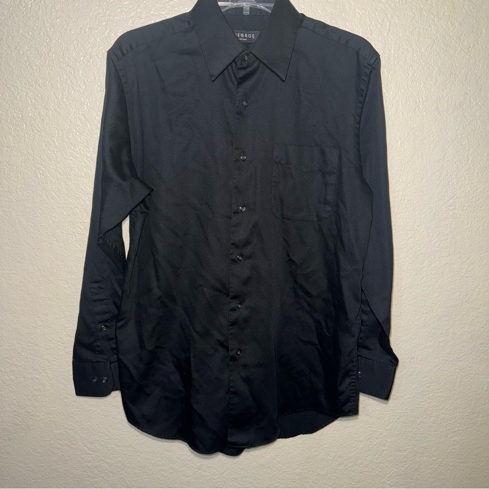 George Men’s Dress Shirt S Long Sleeve Button Up Classic Office Formal